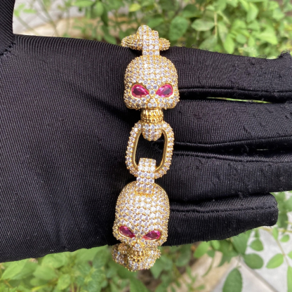 Moissanite Hip Hop Skull Bracelet