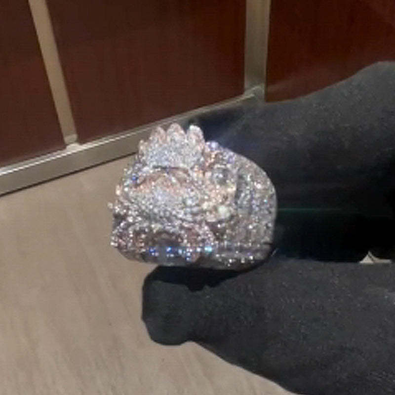 Moissanite Custom Crab Emerald Cut Diamond Ring