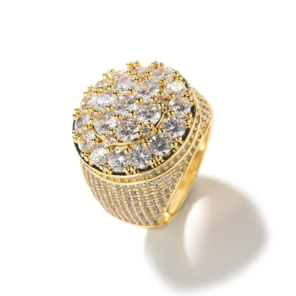 Moissanite 14K Gold Plated Flower Full Diamond Ring