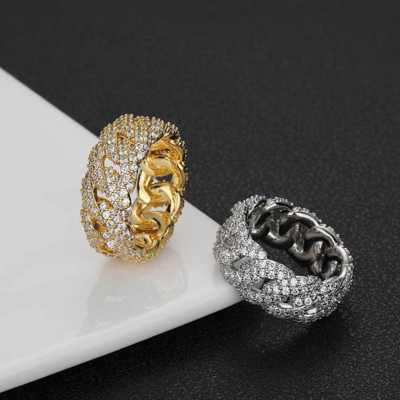 10mm Wide Moissanite Sparkling Full Diamond Cuba Ring