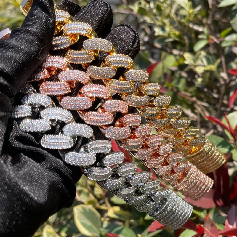 Moissanite Crescent Sparkling Cuban Bracelet