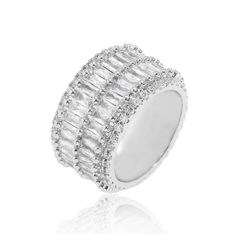 Moissanite Luxury Sparkling Hip-Hop Baguette Ring