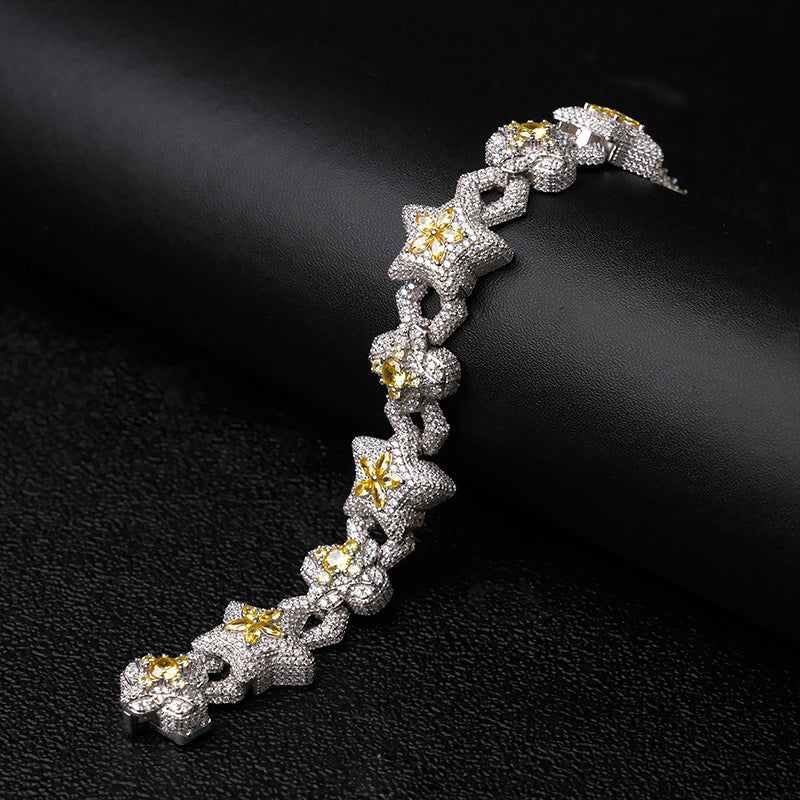 Moissanite Star Spliced Four-Leaf Clover Bracelet