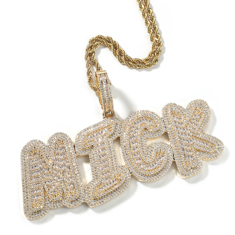 Moissanite Hip Hop Sparkling Customized Letter Pendant