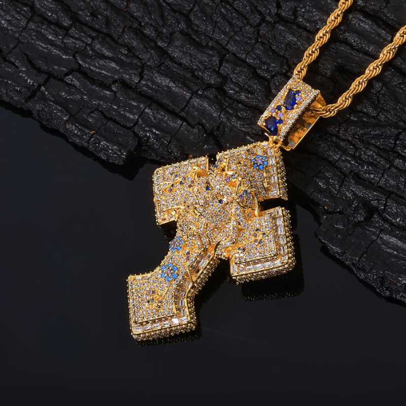 Moissanite Colorful Jesus Cross Pendant