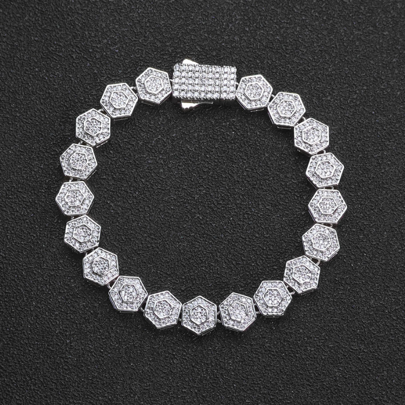 8.5mm Moissanite Geometric Hexagonal Rock Sugar Chain