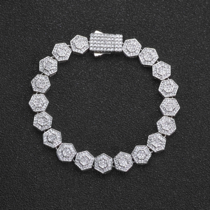 8.5mm Moissanite Geometric Hexagonal Rock Sugar Chain