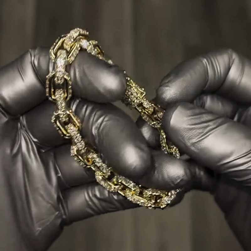 Moissanite Hip Hop Miami Box Clasp Bracelet