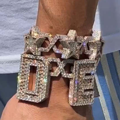 Moissanite Hip Hop Punk Custom Alphabet Cuban Bracelet