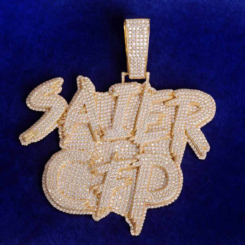 Moissanite Hip Hop Thorn Letter Pendant