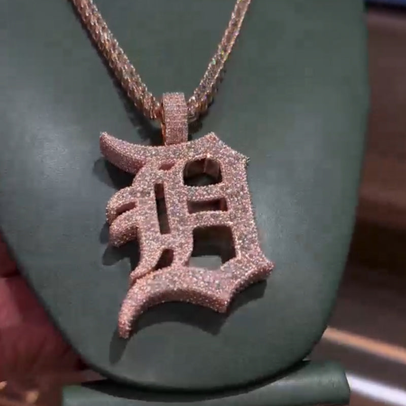Moissanite Old English D Letter Pendant