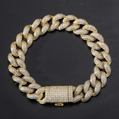 12mm Moissanite Bubble Micro inlay Cuban Bracelet