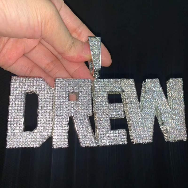 Moissanite Hip Hop Square Letter Custom Pendant