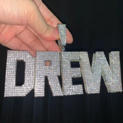 Moissanite Hip Hop Square Letter Custom Pendant