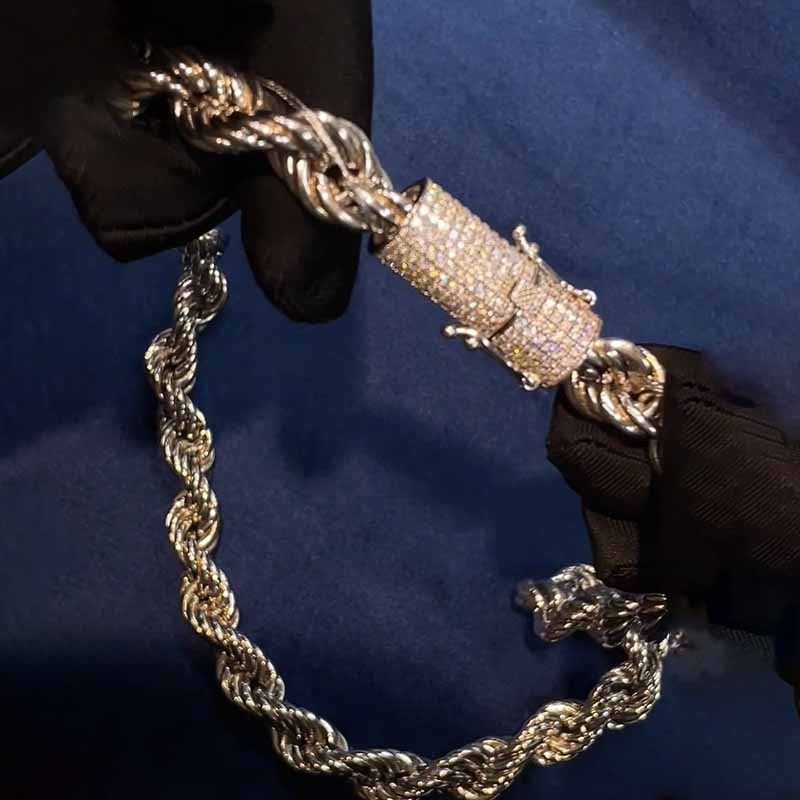 12mm Moissanite Diamond Buckle Twist Chain