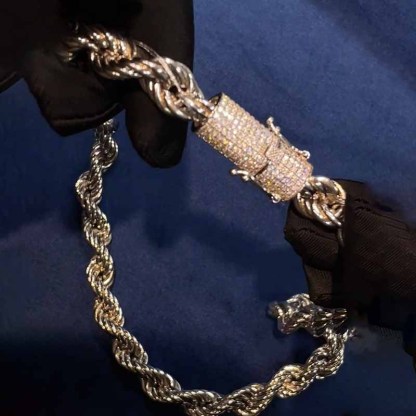 12mm Moissanite Diamond Buckle Twist Chain