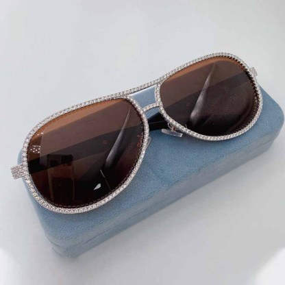 Moissanite Hip-Hop Brown Sunglasses