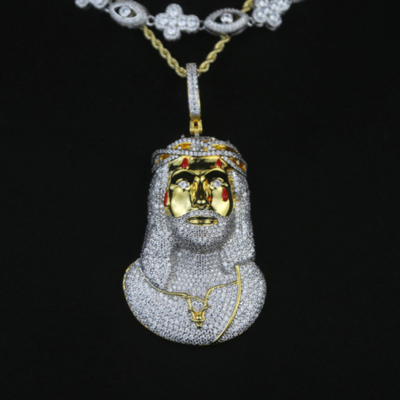 Moissanite Hip Hop Creative Drop Glue Craft Jesus Pendant