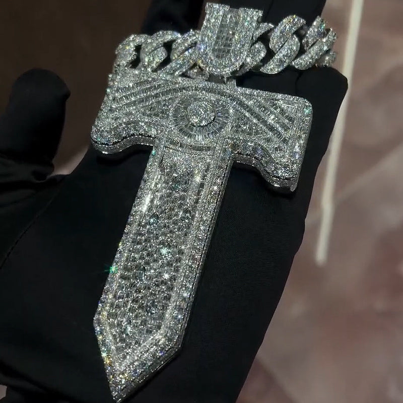 Moissanite T Letter Diamond Pendant