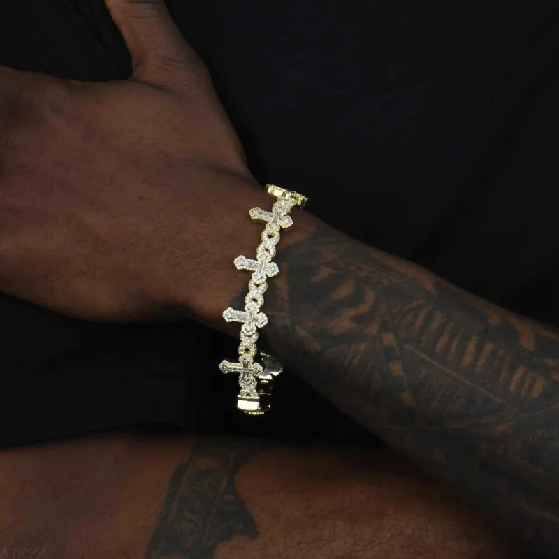 Moissanite Cross Infinity Cuban Bracelet