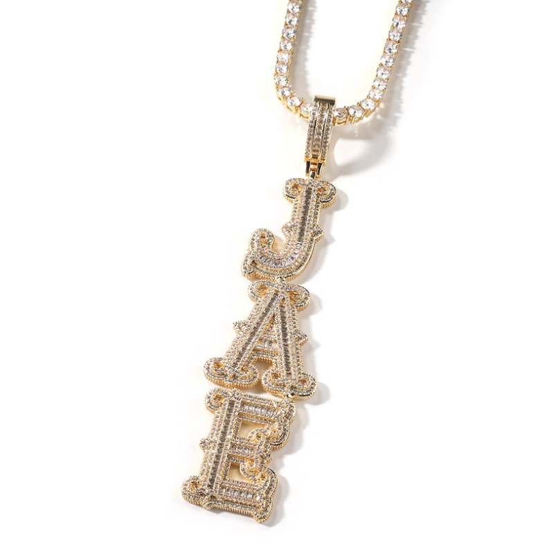 Moissanite Hip Hop Vertical Thorn Design Letter Custom Pendant