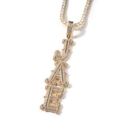 Moissanite Hip Hop Vertical Thorn Design Letter Custom Pendant