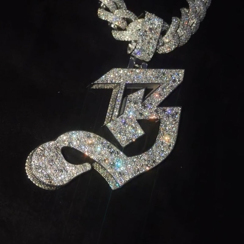 S925 Moissanite Letter 'B' Pendant