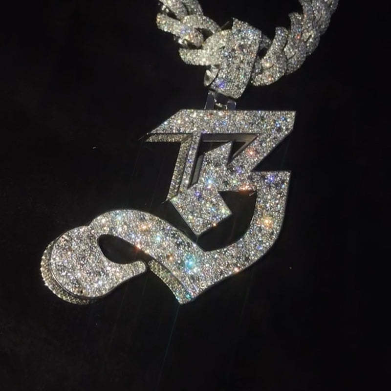S925 Moissanite Letter 'B' Pendant