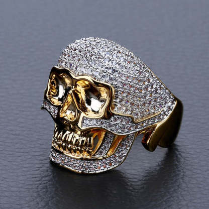 Moissanite Personality Hip Hop Punk Skull Bully Ring