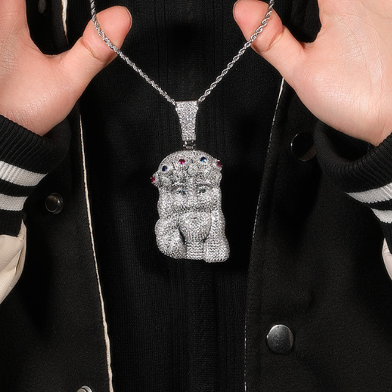 Moissanite Gems Embellish the Crown Jesus Pendant