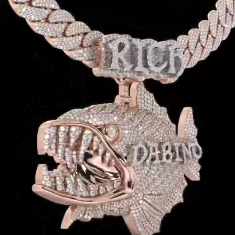 Moissanite Piranha DABINO Letter Pendant