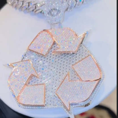 S925 Moissanite Recycling Symbol Pendant