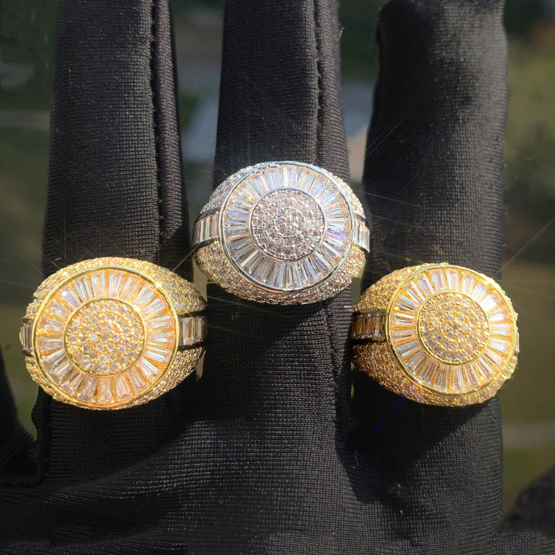 Moissanite Hip Hop Round Baguette Ring