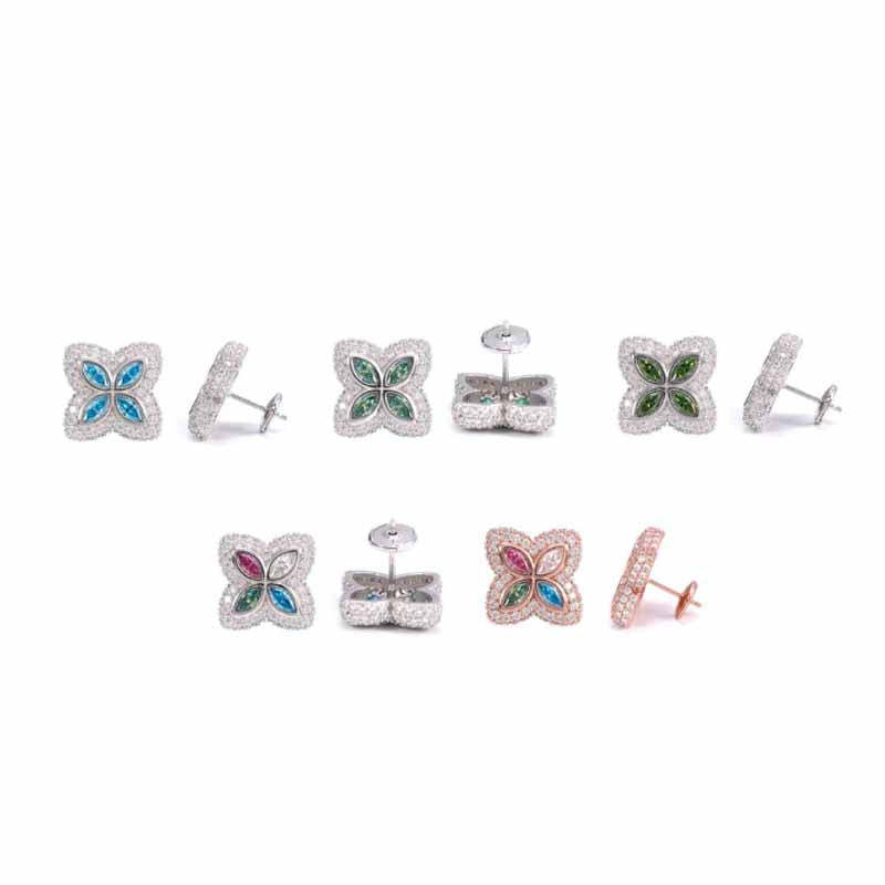 S925 Silver Moissanite Colorful Lucky Earrings