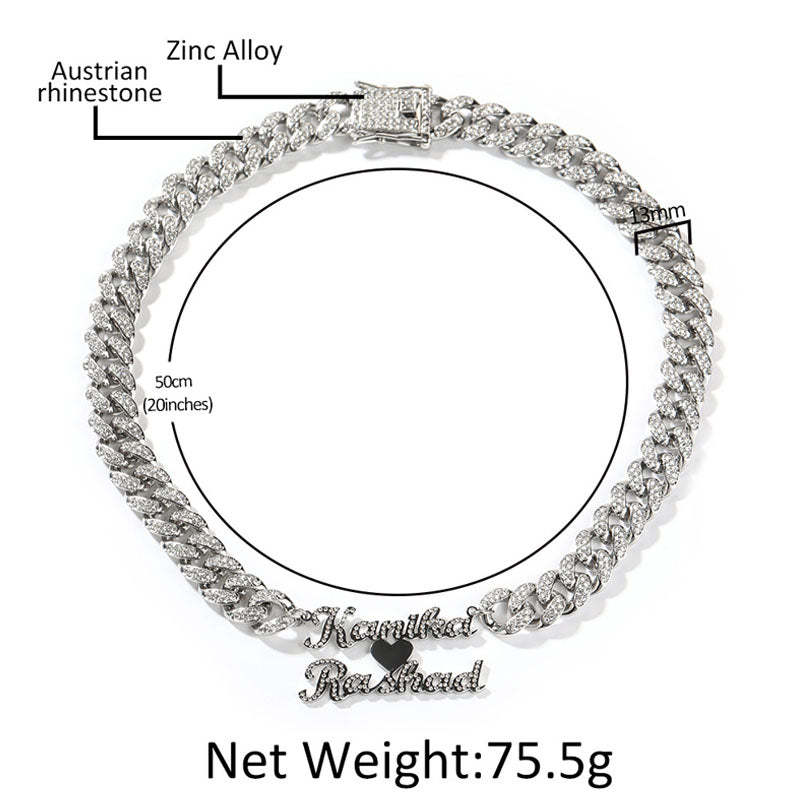Moissanite can Customize Letter Cuban Chain