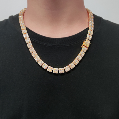 10mm Moissanite Rock Sugar Baguette Chain