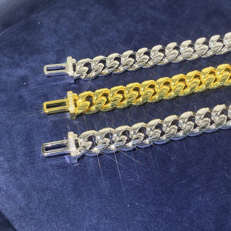 8mm/10mm/12mm/14mm/18mm Moissanite Clasp Classic Cuban Chain