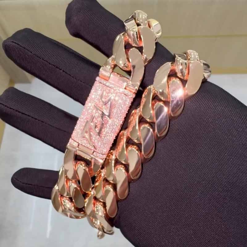 22mm Moissanite Custom Letter Buckle Cuban Chain