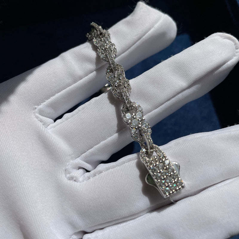 Moissanite Horizontal Figure 8 Infinite Cross Bracelet