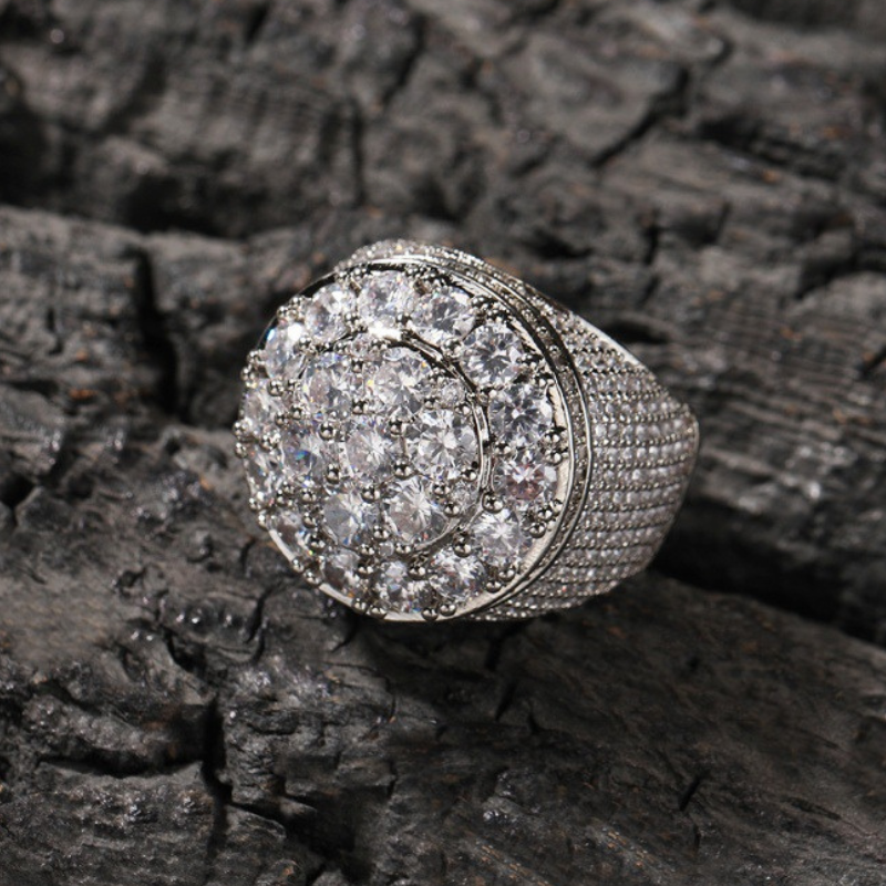 Moissanite 14K Gold Plated Flower Full Diamond Ring