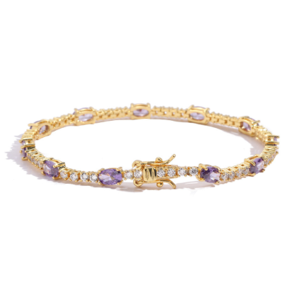 2mm Moissanite Colorful Egg Shaped Gemstone Tennis Bracelet