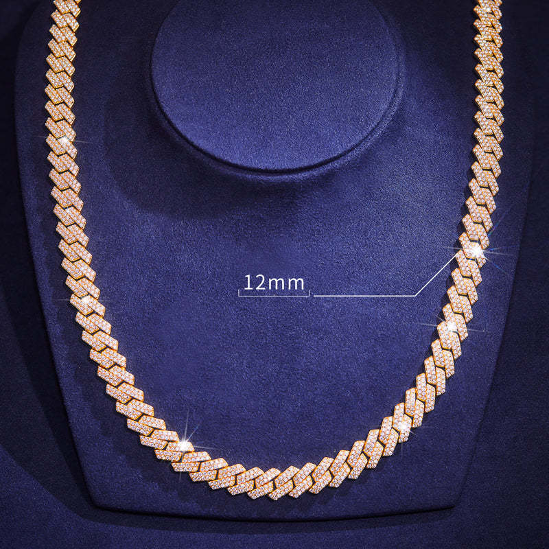 12/14/20mm Moissanite Diamond Prong Cuban Chain