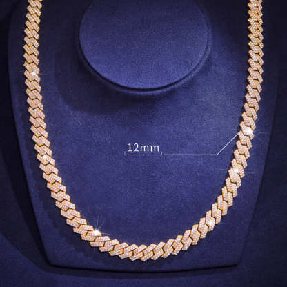 12/14/20mm Moissanite Diamond Prong Cuban Chain