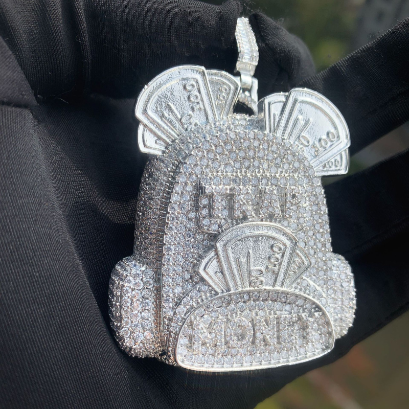 Moissanite Hip Hop Letter Backpack Pendant