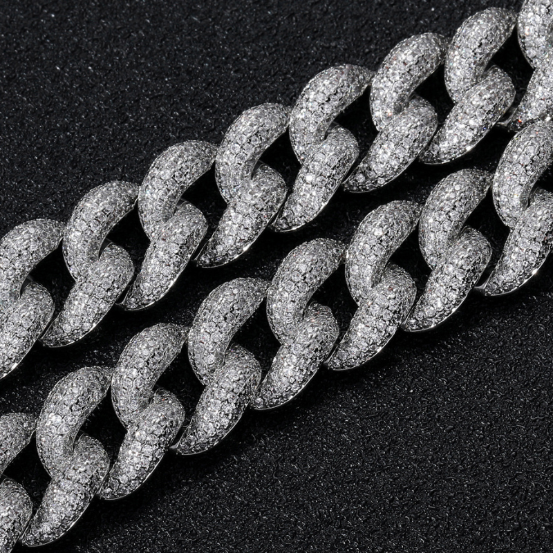 15mm Moissanite Bubble Micro inlay Cuban Chain
