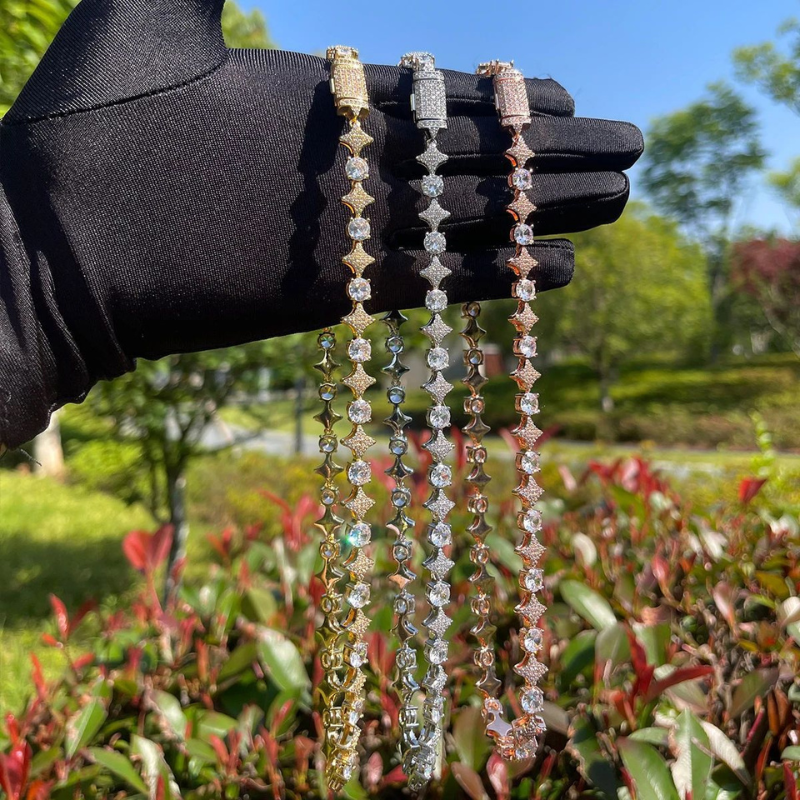 Moissanite Sparkling Star Diamond Tennis Chain