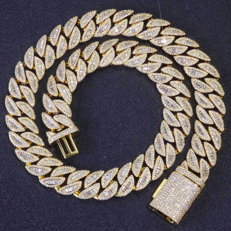 20mm Moissanite Mixed Inlay T Square Cuban Chain