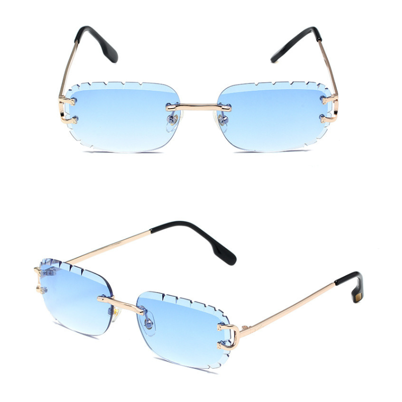 New Pattern Cut Edge Oval Frameless Sunglasses