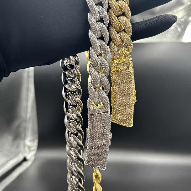 20mm S925 Moissanite Unique Trendy Pattern Cuban Chain