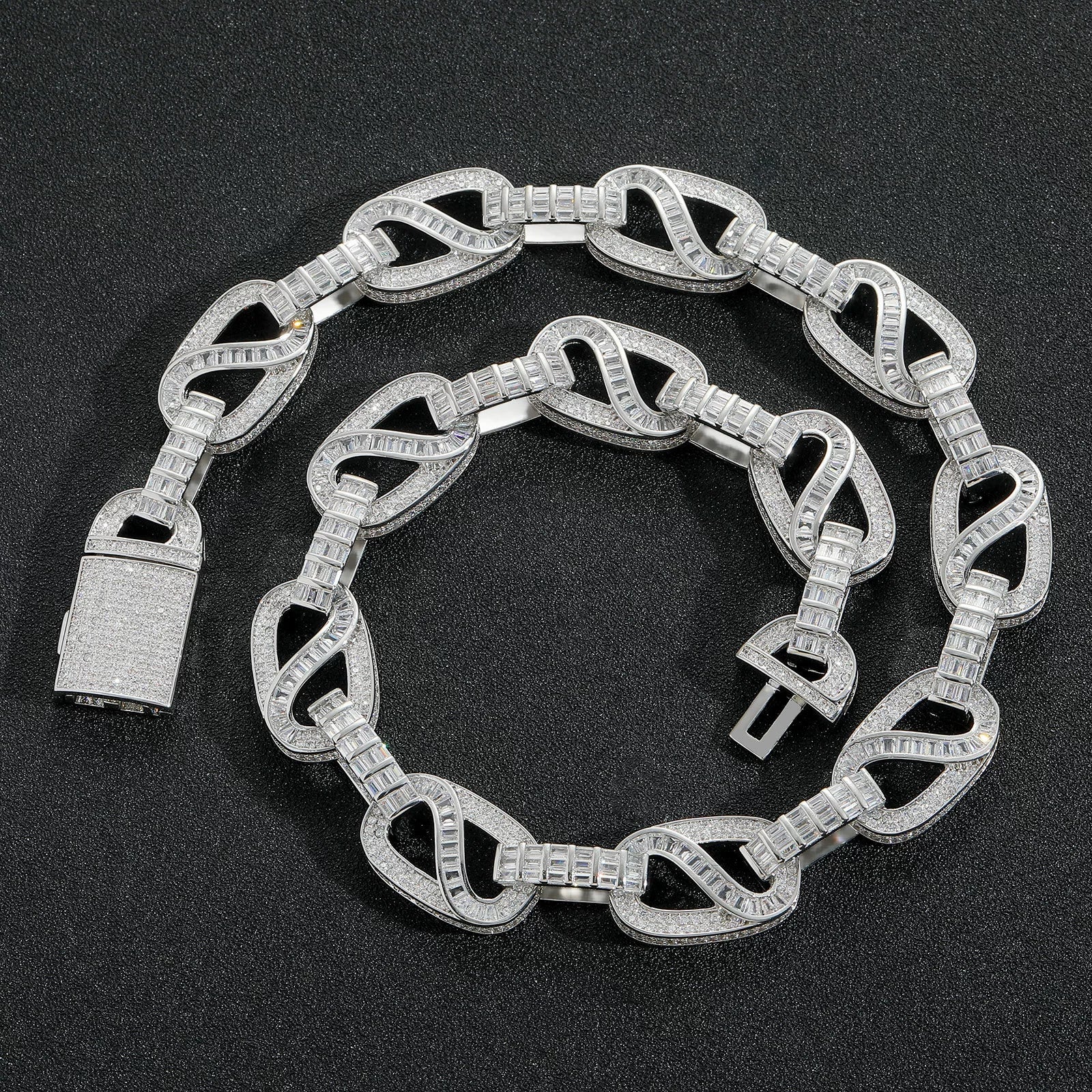 15mm T-Square Moissanite Cuban Link Chain